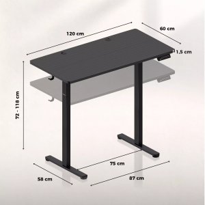 Biurko Huzaro Hero 8.1 Black Czarne 120 cm x 60 cm 10