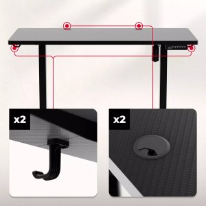 Biurko Huzaro Hero 8.1 Black Czarne 120 cm x 60 cm 13