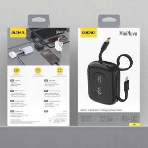 Powerbank Dudao K32 10000 mAh z wbudowanym kablem USB-C/Lightning - czarny 7