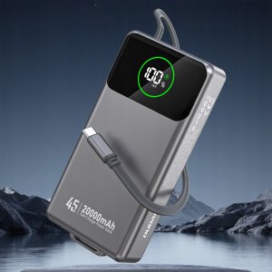 Powerbank Dudao K31 Pro 45W 20000mAh z wbudowanym zwijanym kablem USB-C - szary 8