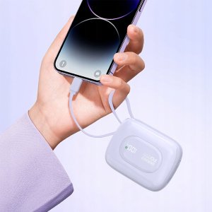 Powerbank Dudao K32 10000 mAh z wbudowanym kablem USB-C/Lightning - fioletowy 2