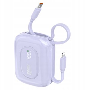 Powerbank Dudao K32 10000 mAh z wbudowanym kablem USB-C/Lightning - fioletowy 5