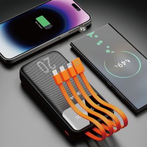 Dudao pojemny powerbank z 3 wbudowanymi kablami 20000mAh USB Typ C + micro USB + Lightning czarny (Dudao K6Pro+) 13