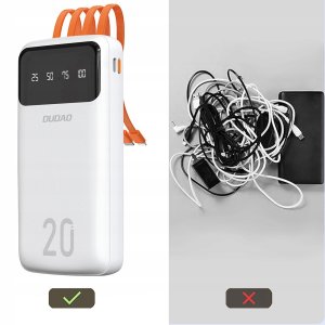 Dudao pojemny powerbank z 3 wbudowanymi kablami 20000mAh USB Typ C + micro USB + Lightning czarny (Dudao K6Pro+) 14