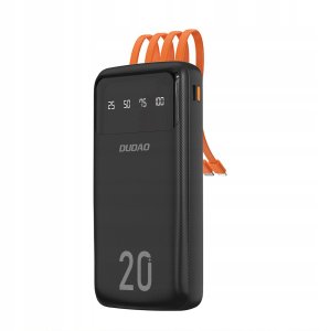 Dudao pojemny powerbank z 3 wbudowanymi kablami 20000mAh USB Typ C + micro USB + Lightning czarny (Dudao K6Pro+) 9
