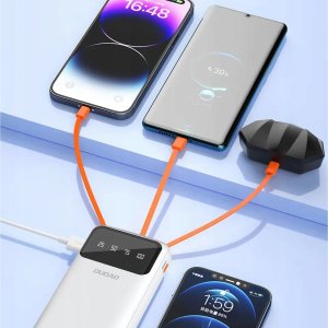 Dudao pojemny powerbank z 3 wbudowanymi kablami 20000mAh USB Typ C + micro USB + Lightning biały (Dudao K6Pro+) 2
