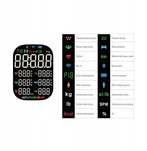 Waga Łazienkowa Analityczna 16 Parametrów Apple Health, Google Fit, IF1320B 6