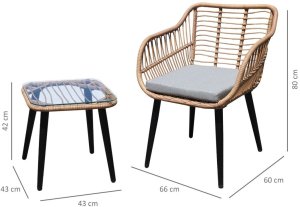 ModernHome Zestaw mebli ogrodowych krzesła krzesło stolik komplet mebli z technoratanu (04K KJFR077 AER) 7