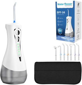 Irygator dentystyczny do zębów bezprzewodowy 4 tryby 7 końcówek 300 ml - zestaw 3