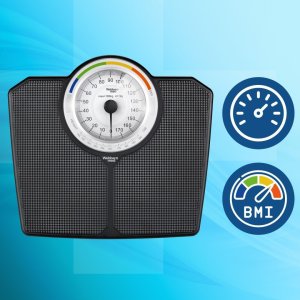 Klasyczna Waga Łazienkowa MECHANICZNA Analogowa do 180 KG CZARNA WEBBER BMI 8