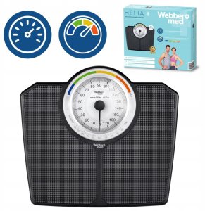 Klasyczna Waga Łazienkowa MECHANICZNA Analogowa do 180 KG CZARNA WEBBER BMI 9