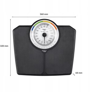 Klasyczna Waga Łazienkowa MECHANICZNA Analogowa do 180 KG CZARNA WEBBER BMI 10