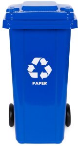 Kosz na śmieci pojemnik 120L kubeł śmietnik niebieski makulatura gumowe koła 4