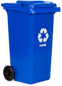 Kosz na śmieci pojemnik 120L kubeł śmietnik niebieski makulatura gumowe koła 6