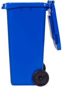 Kosz na śmieci pojemnik 120L kubeł śmietnik niebieski makulatura gumowe koła 7
