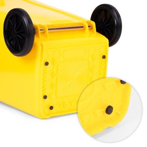 Zestaw 3 koszy na śmieci pojemniki 3x120L niebieski zielony żółty makulatura szkło plastik gumowe koła 8