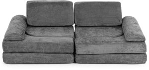 Sofa składana modułowa dla dzieci duża 2-osobowa DIY 10 miękkich poduch tkanina szenilowa - szara ECOTOYS 2