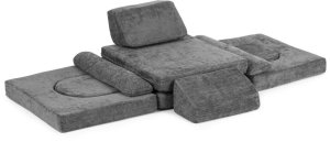 Sofa składana modułowa dla dzieci duża 2-osobowa DIY 10 miękkich poduch tkanina szenilowa - szara ECOTOYS 5