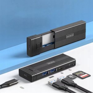 Obudowa na dysk HUB USB-C 7w1 SSD M.2 NVME PCIE SATA SD Adapter Kieszeń M2 Zenwire HUB63 3