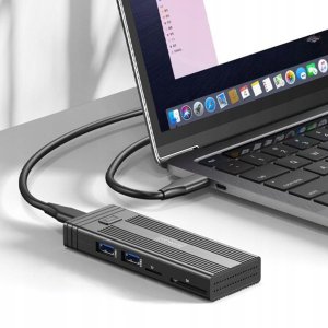 Obudowa na dysk HUB USB-C 7w1 SSD M.2 NVME PCIE SATA SD Adapter Kieszeń M2 Zenwire HUB63 4