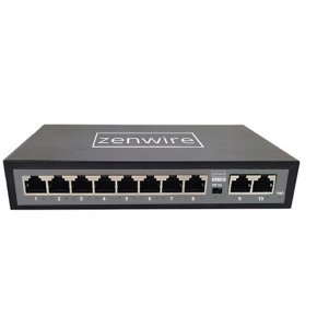 Switch Zenwire Switch Rozdzielacz Portów 10 Portów 8 POE 2 LAN Ethernet RJ45 do Kamer IP 1028 13