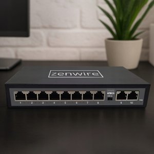 Switch Zenwire Switch Rozdzielacz Portów 10 Portów 8 POE 2 LAN Ethernet RJ45 do Kamer IP 1028 8