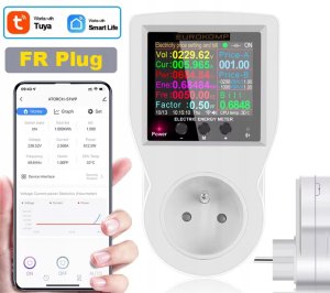 Eurokomp Termostat z gniazdem 230V, licznik energii, WiFi Tuya 2