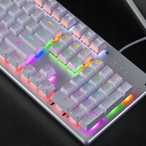 BIAŁA KLAWIATURA MECHANICZNA GAMINGOWA RGB LED 2