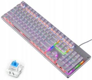 BIAŁA KLAWIATURA MECHANICZNA GAMINGOWA RGB LED 8