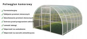 Szklarnia z poliwęglanu Tunel ogrodowy 3x6 m profile 20x20 poliwęglan 5mm 4