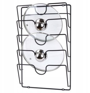 Wieszak uchwyt na pokrywki organizer metalowy czarny VILDE 569737 3