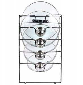 Wieszak uchwyt na pokrywki organizer metalowy czarny VILDE 569737 5