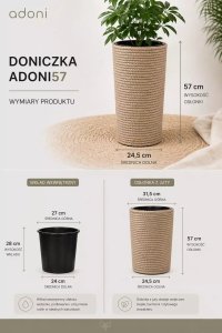 Adoni Doniczka jutowa boho z wkładem 57 cm – ręcznie robiona (adoni57) 7