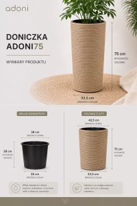 Adoni Doniczka jutowa boho z wkładem 75 cm – ręcznie robiona (adoni75) 8