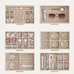 Songmics Pudełko na biżuterię ze szklaną pokrywką 3