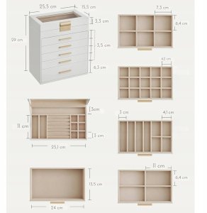 Songmics Pudełko na biżuterię ze szklaną pokrywką 4