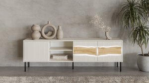 Szafka RTV INSERTO 3D1W 190x40x61,5 kaszmir + LED 3