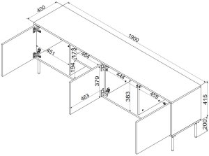 Szafka RTV INSERTO 3D1W 190x40x61,5 kaszmir + LED 8