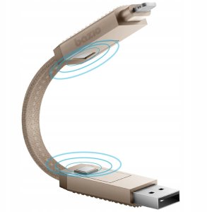 Energea Kabel Bazic GoCharge Alucable 4w1 (USB-A/USB-C - USB-C/Lightning) 15cm 60W 3A PD Fast Charge złoty 3