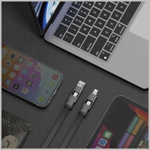 Energea Kabel Bazic GoCharge Alucable 4w1 (USB-A/USB-C - USB-C/Lightning) 15cm 60W 3A PD Fast Charge złoty 6