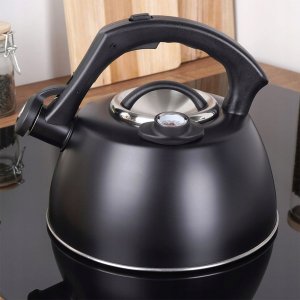 Czajnik na Gaz Indukcja z Gwizdkiem Termometrem Stalowy Czarny VILDE 3 l 3