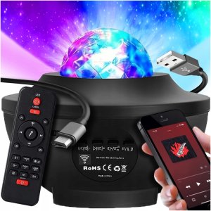 PROJEKTOR GWIAZD ZORZA POLARNA LAMPKA NOCNA DLA DZIECI USB BLUETOOTH PILOT 12