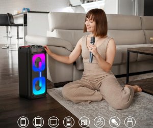 Mikrofon Gesnada Zestaw do karaoke Gesnada K68 Głośnik z 2 mikrofonami Bluetooth 3