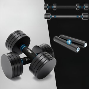 Northdeer Zestaw 2szt hantli regulowanych 10 kg z drążkiem 4