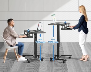 Biurko BONTEC Mobilne Biurko Stojące z 4 Kółkami Regulowana Wysokość 72-112cm 4