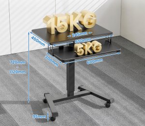 Biurko BONTEC Mobilne Biurko Stojące z 4 Kółkami Regulowana Wysokość 72-112cm 5