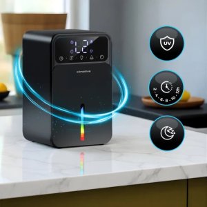Climative DH-035 Luxe UV osuszacz powietrza z lampą UV higrometr termometr podświetlany zbiornik Peltiera tryb snu cicha praca akcesoria filtracja powietrza 14