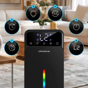 Climative DH-035 Luxe UV osuszacz powietrza z lampą UV higrometr termometr podświetlany zbiornik Peltiera tryb snu cicha praca akcesoria filtracja powietrza 2