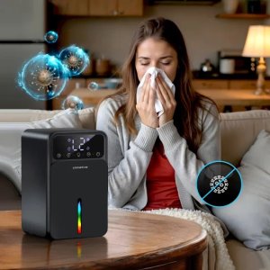 Climative DH-035 Luxe UV osuszacz powietrza z lampą UV higrometr termometr podświetlany zbiornik Peltiera tryb snu cicha praca akcesoria filtracja powietrza 6