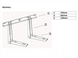 UCHWYT ACMW-L-02 DO JEDNOSTKI ZEWNĘTRZNEJ KLIMATYZATORA : ALFA, BETA 750&nbsp;x 365&nbsp;x 550&nbsp;mm 2